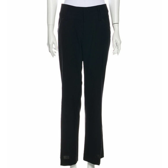 Alice + Olivia Virgin Wool Wide Leg Pant Leather Trim 6
